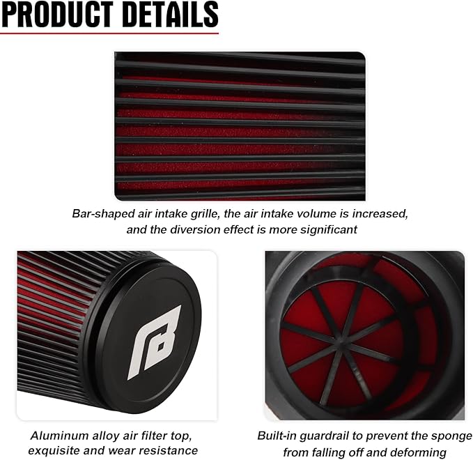 NIBBI Racing CNC 42MM Air Filter Round Tapered,Universal Air Filters for Dirt Bike ATV Quad Go Kart Pit Dirt Bike Parts