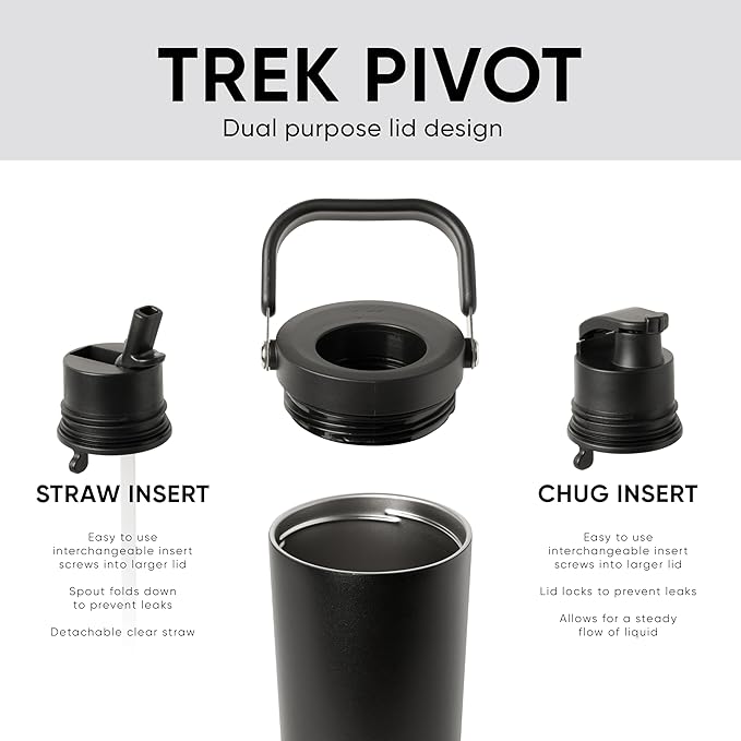 Simple Modern Trek Pivot | 40oz Flip Straw Tumbler with Handle | Water Bottle & Boot | Interchangeable Straw & Chug Lids | Insulated Stainless Steel Jug | Gym Sports Outdoors | Winter White