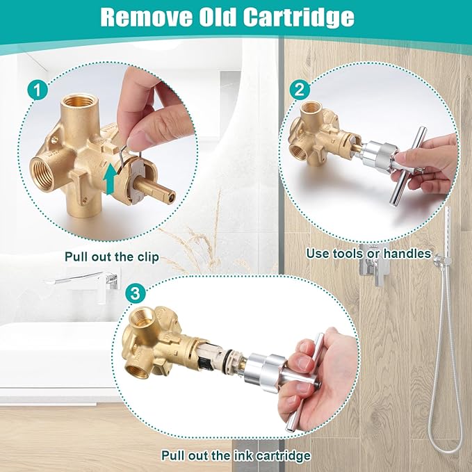 Enhon 3 Pack Replacement Cartridge Compatible with Moen 1222, Tub Shower Cartridge Replacement Kit for Handle Faucet, Cartridge for Shower Valve