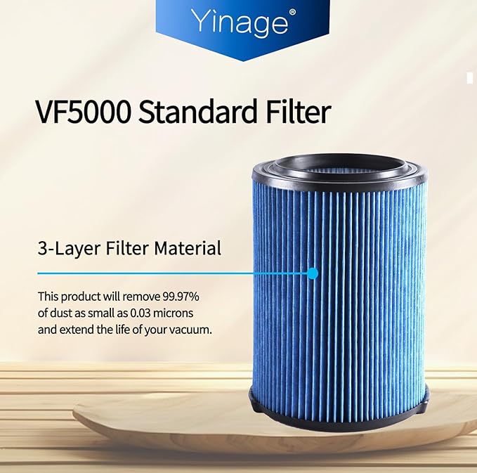 VF5000 Filter Compatible for Shop Vac 6-20 Gallon Wet Dry Vacuum Cleaner, Fits WD1450 WD0970 WD1270 WD09700 WD06700 WD1680 WD1851 WD1956 WD0970M0 WD0970EX0 2pcs - AquaVibe