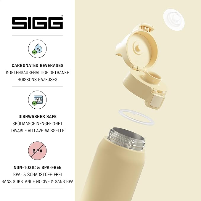 SIGG - Shield Therm- Stainless Steel Insulated Water Bottle - Carbonated Drinks, Leakproof, BPA Free, Recycled, 25, 34Oz