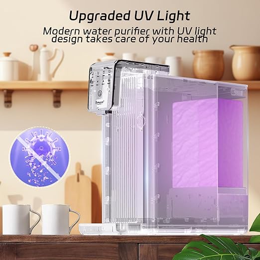 Reverse Osmosis Water Filter Countertop : 6-Stage Reverse Osmosis System with UV TDS Monitor 3:1 Pure to Drain Darlingcare Water Purifier for Kitchen Office Home (Grey)