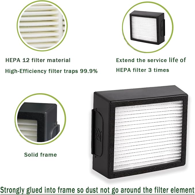 6 Pack Vacuum Filters Replacement Parts Only for iRobot Roomba Combo j7+, Combo j9+ and Max 10 Model - AquaVibe