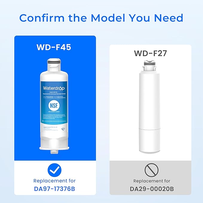 Waterdrop DA97-17376B Replacement for Samsung® HAF-QIN/EXP, DA97-08006C, RF28R7201SR, RF28R7351SG, WD-F45, Refrigerator Water Filter, 3 Filters