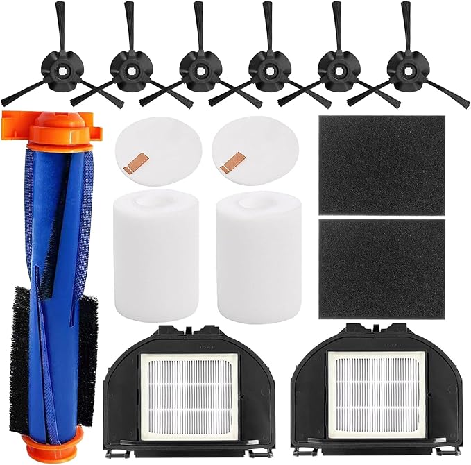Replacement Parts for Shark RV2310AE AV2310AE Matrix Robot Vacuum Cleaner 1 Roller Brush 2 HEPA Filters 4 Foams 6 Side Brushes (NOT for RV2310) -Pack of 13 - AquaVibe