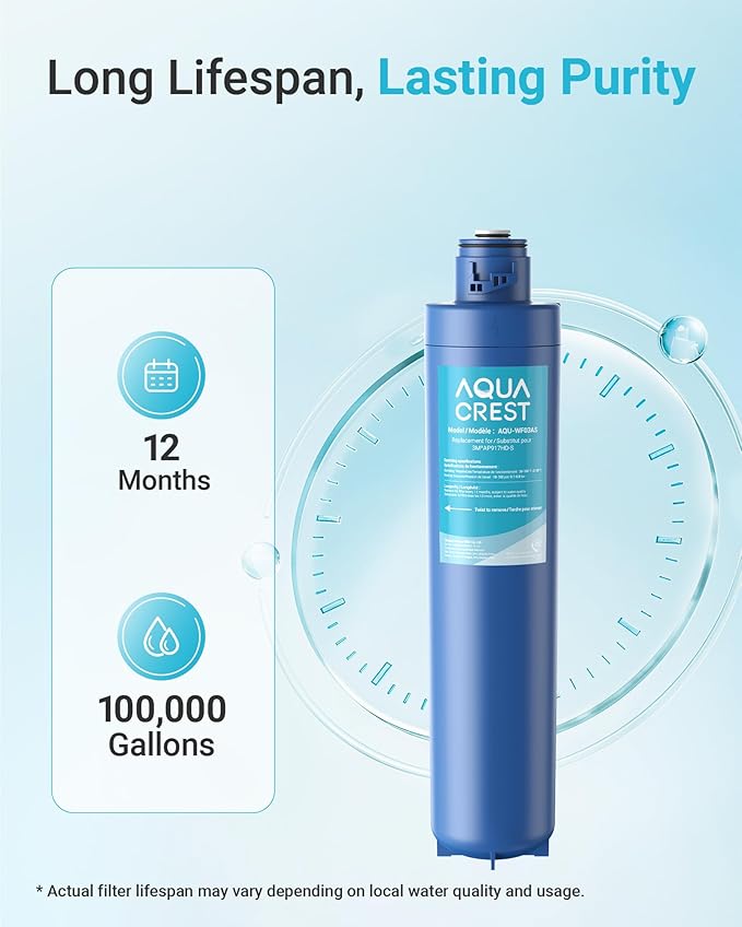 AQUA CREST W03AS Whole House Water Filter, Well Water Filter Replacement for Aqua-Pure® AP917HD-S, Compatible with 3M® Aqua-Pure® AP904 System, Reduces Chlorine Taste and Odor, Inhibits Scale, 1 Pack