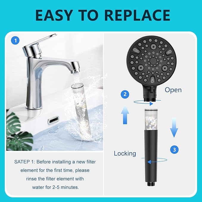 3-Pack Replacement Shower Filter Cartridge Compatible with MakeFit SSJ781,DSSJ781,DSSJ781-01 Filtered Shower Head,Water Softener Filter for Hard Water Reduce Chlorine and Harmful Substances