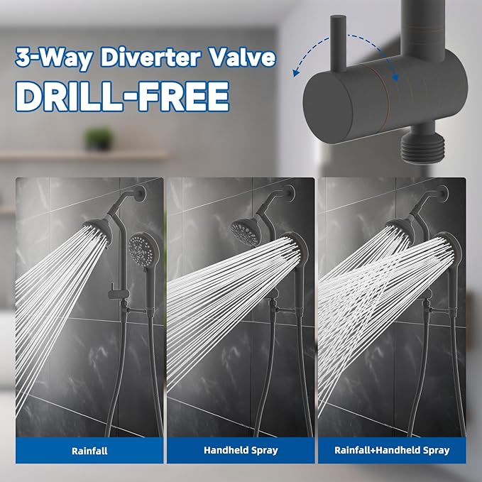 All Metal Dual Shower Head Easy Reach, High Pressure 10-Spray Handheld & Rainfall Shower Head Combo with Shower Extension Arm, 71" Hose, 3-way Diverter, Brass Shower Bracket, Oil Rubbed Bronze