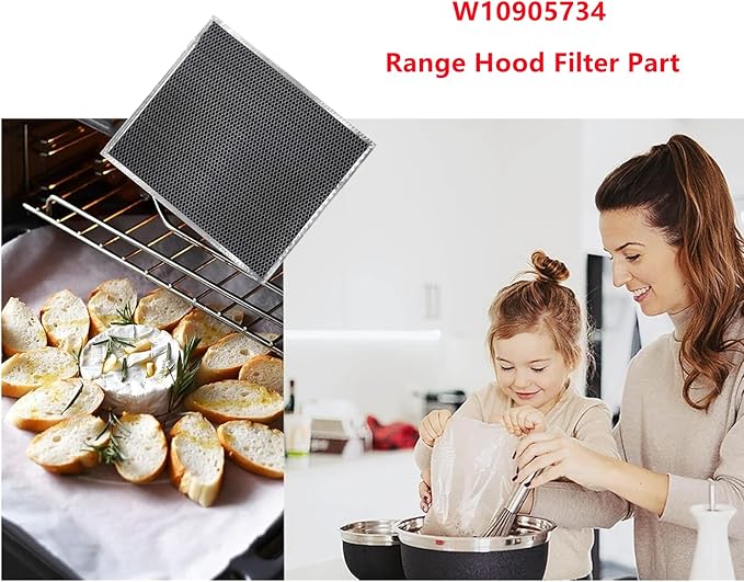 W10905734 Range Hood Filter Part Replacement for whirlpool range hood charcoal filter w10905734 AP6050126, 4533728, PS12070219,charcoal filter w10905734 (2 pack,double-sided) - AquaVibe