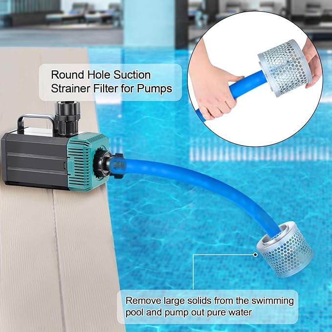 Round Hole Suction Strainer Filter for Pumps, Carbon Plated Steel Basket Water Suction Filter, with NPT Female Thread, Reduces Solids Entering Pump (4 inch)