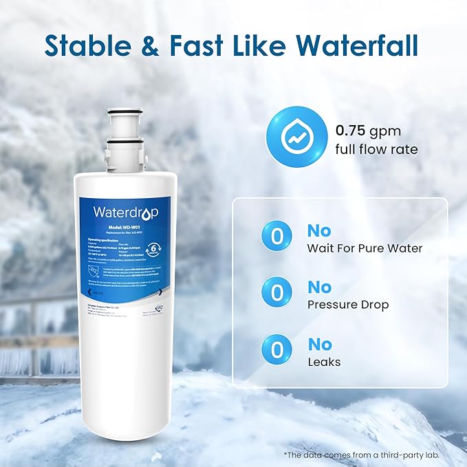 Waterdrop 3US-AF01 Undersink Water Filter, Replacement for Filtrete® 3US-AF01, 3US-AS01, Aqua-Pure AP Easy C-CS-FF, WHCF-SRC, WHCF-SUFC, WHCF-SUF, NSF/ANSI 42 Certified, Pack of 1