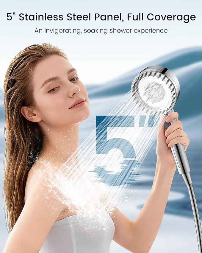 Ion Drops Filtered Shower Head with Handheld, High Pressure Showerhead with Filters for Hard Water Softener, Detachable Handheld Shower Heads with ON/OFF Switch for Pets, Remove Chlorine