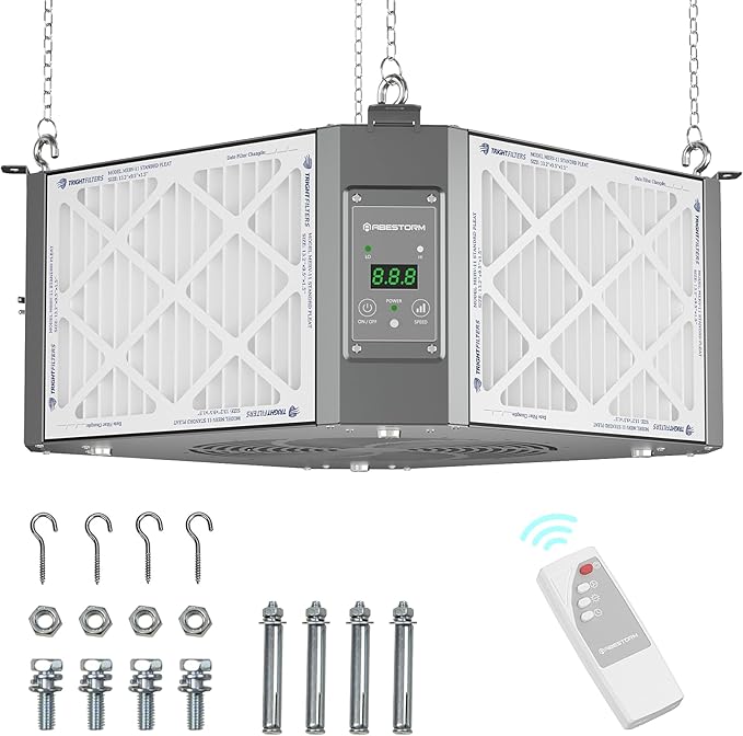 ABESTORM 360 Degree Intake Air Filtration System for Woodworking, 1350 CFM Hanging Dust Collector, Air Filter for Shop Garage WorkShop, DecDust 1350 - AquaVibe