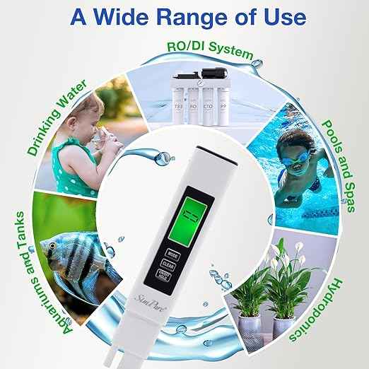 SimPure TDS Meter Digital Water Tester, 4 in 1 TDS EC & Temperature Meter, Water Quality Hardness Testing Kits, High Accuracy PPM Meter for Drinking Water, Hydroponics, Aquarium, Pool, RO System