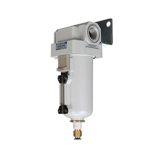 PneumaticPlus SAFM400-N04BD-MEP Compressed Air Coalescing Filter, 0.1 Micron, 1/2" NPT - Metal Bowl, Auto Drain, Bracket - AquaVibe