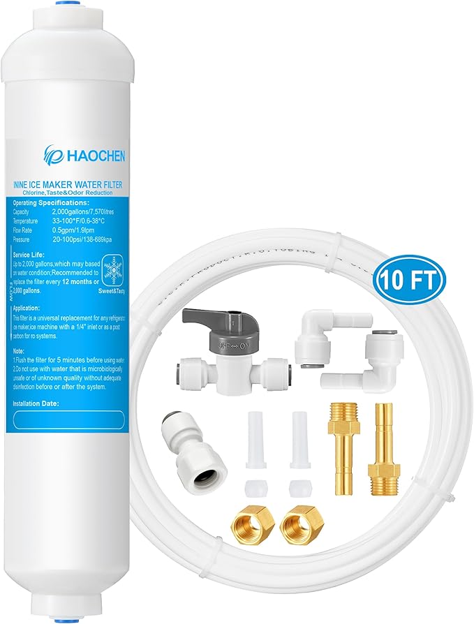 HAOCHEN Inline Water Filter for Ice Maker and Refrigerator,Include 1/4