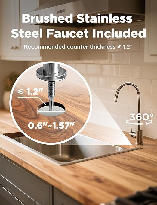 NOVETE Under Sink Water Filter, 3-Years, 30000 Gallons, Reduce 99.5% Chlorine, PFAS, Bad Taste, NSF/ANSI 42/372, Water Filtration System with Stainless Faucet, USA Tech, Do Not Reduce TDS, UWF1A-KPC