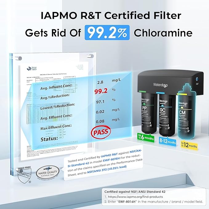 Waterdrop WD-10CM Under Sink Water Filter, Replacement TSB-CM 3-Stage Under Sink Water Filter System