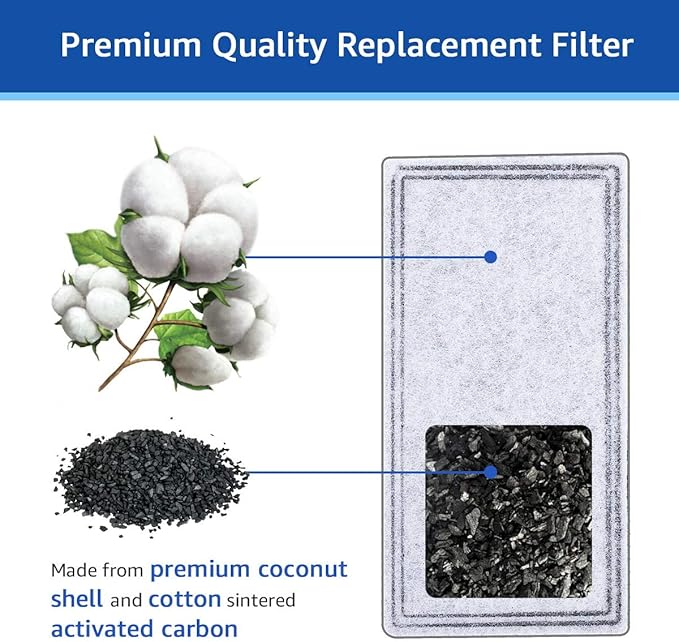 12Pcs Charcoal Water Filter Replacement Fountain Filter Compatible With Pioneer Pet Water Fountain Pet Drinker Bowl Raindrop Plastic Fountain Fung Shui Plastic Fountain