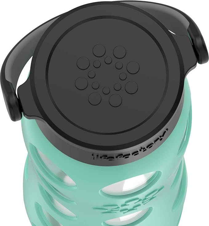 Lifefactory 22-Ounce BPA-Free Glass Water Bottle with Classic Cap and Protective Silicone Sleeve, Sea Green