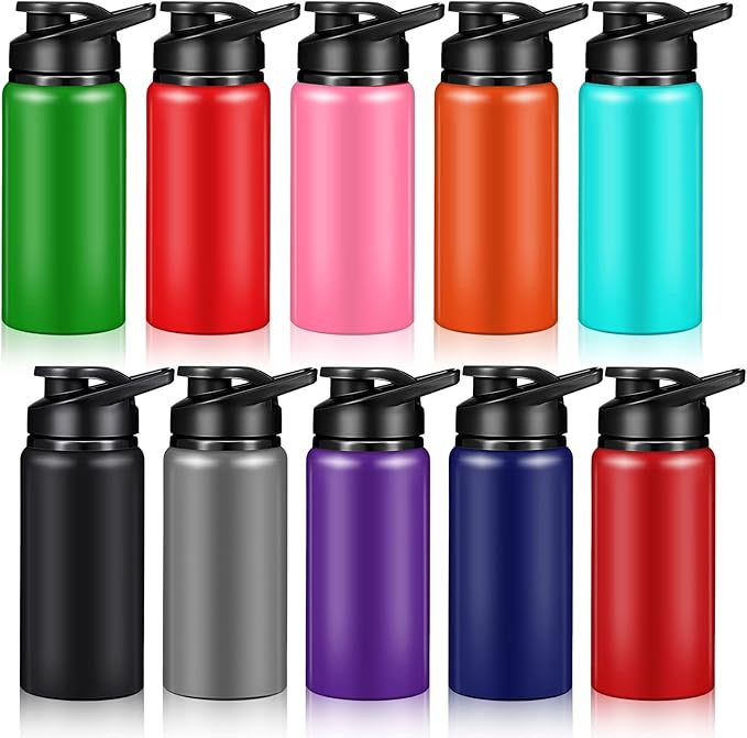 Mimorou 10 Pack Reusable Aluminum Water Bottles Bulk Multicolor Outdoor Sports Water Bottles for Travel Gym Cycling Camping, Snap Lid