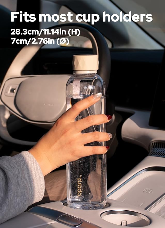 Opard Slim Pro Water Bottle 32oz, Plastic Water Bottle BPA-Free, Facetted Rubberized Grip-Texture Monocap, Leakproof Screw Top, Clear Cream, Reusable for Travel School Sport Gym Hiking