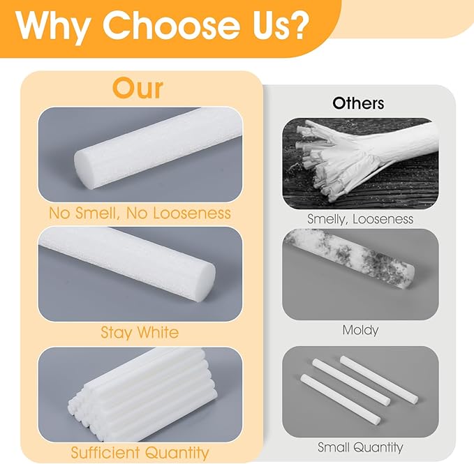 Cotton Stick Refills Cotton Tube Airfreshener Wick 60PCS Humidifier Filter Refill Sticks for Mini Portable USB Car Humidifier Diffuser Sponges Replacement 0.3 × 3.9 Inch Home Office Bedroom Use