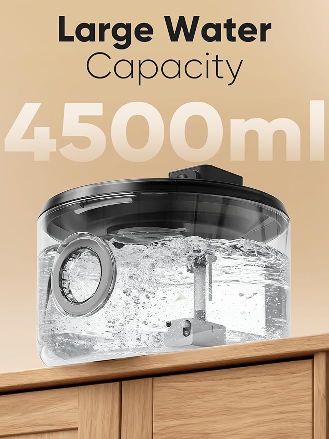 FUKUMARU Wireless Cat Water Fountain Stainless Steel, 152oz/4.5L Battery Operated Dog Water Dispenser, Cordless Automatic Pet Fountain with 3 Modes and Motion Sensor, Ultra Quiet & Easy to Clean