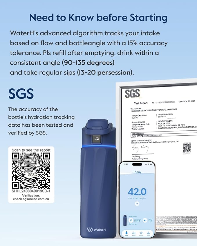 BOOST Smart Water Bottle that Reminds You to Drink, 24oz BPA-Free Stainless Steel Vacuum Insulated Bottle, Wide Mouth Water Tracker Bottle with APP, Ideal Gift for Christmas, New Year