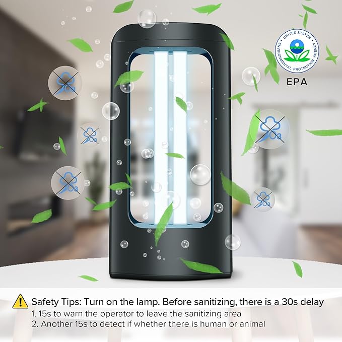 SANSI 27W UV Light Sanitizer with Remote Control Timer, 99.9% UVC Lamp 254nm Wavelength, Ultraviolet Light Portable for Bedroom Hotel Kitchen Bathroom Cleaning- Ozone Free