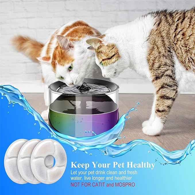 Cat Pet Water Fountain Filters, 5 inch Dog Fountain Activated Carbon Filters Replacement, Compatible with Cats and Dogs Automatic Water Dispenser (20pcs)