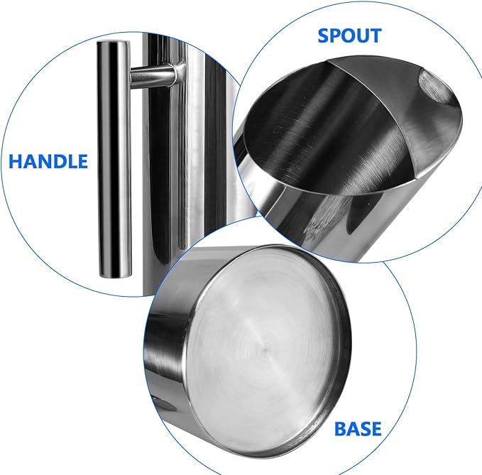 Stainless Steel Water Pitcher Carafe with Ice Guard 53 Ounces Capacity Chrome Plated Mirror Finish by MUGLIO