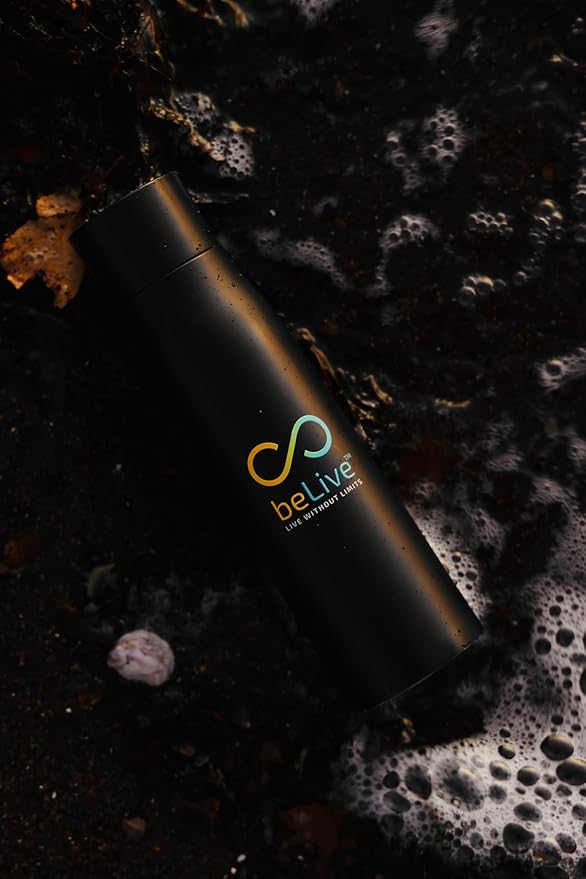 BeLive Smart Water Bottle, Black, Digital Hydration Tracking, Live Without Limits Collection