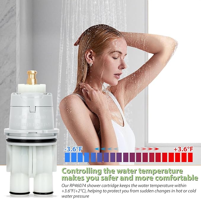 RP46074 Shower Valve Cartridge Assembly Compatible For Shower and Tub 13/14 Series Faucet, Single-handle Universal Valve Replacement Monitor Cartridge with RP22734 Bonnet NutNut.