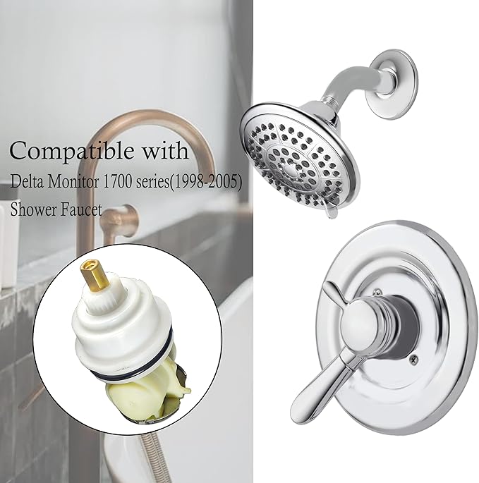 ALITZ RP32104 Shower Cartridge Replacement for Delta Monitor 1700 Series (1998–2005), Upgraded Brass Stem, Fix Leaks & Restore Pressure, Compatible with Delta Tub/Shower Faucets