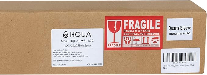 HQUA-TWS-12Q Quartz Sleeve Only Fit HQUA-TWS-12, TWS-121 UV Water Disinfection System,2 Pack, 6 o-rings contained.