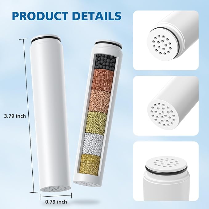 Shower Filter Compatible with Cobbe Handheld Shower Head, Water Filter for Water Softening, 6 Stage Replacement Filter with High Efficiency Filtration for Hard Water Chlorine Harmful Substance, 4 Pack