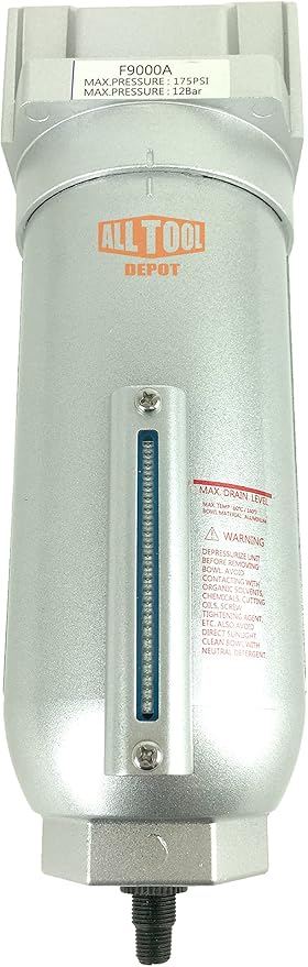 3/4" NPT SUPER DUTY Industrial Grade Particulate Filter/Water Trap For Air Compressor Compressed Air Lines, 5u With Metal Bowl (AUTO DRAIN) - AquaVibe