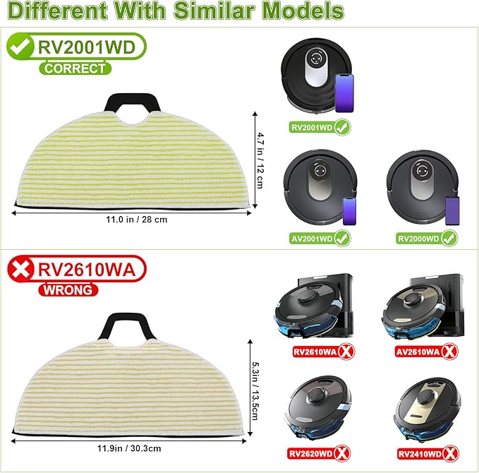 RV2000WD Replacement Parts for Shark RV2002WXUS RV2002WD RV2001DRUS RV2001WD AV2001WD Mop Brush Filter Kit with Shark AI Robot Vacuum Cleaner, 1 Brushroll, 2 Filters, 4 Mop Pads, 6 Side Brushes - AquaVibe