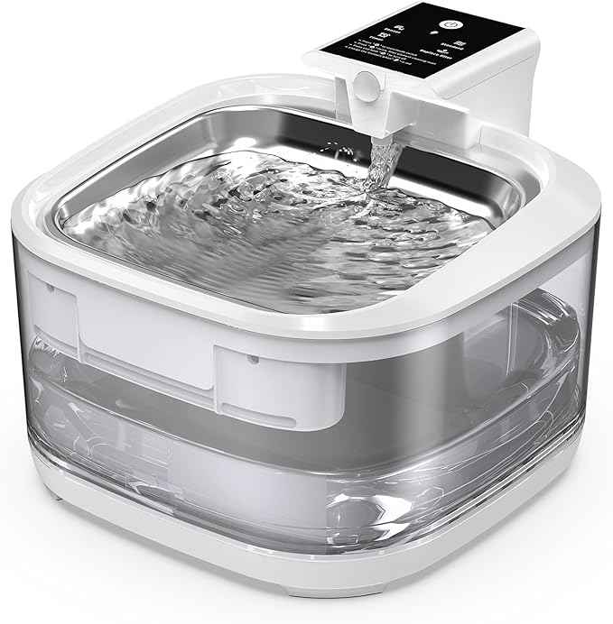 Cat Water Fountain LOXIBAO, 4.5L Large-Capacity Automatic Stainless Steel Pet Fountain with Drinking Spout, High-Capacity Rechargeable Cat Water Fountain - Ultra Quiet Pump for Cats & Dogs,2 Filters