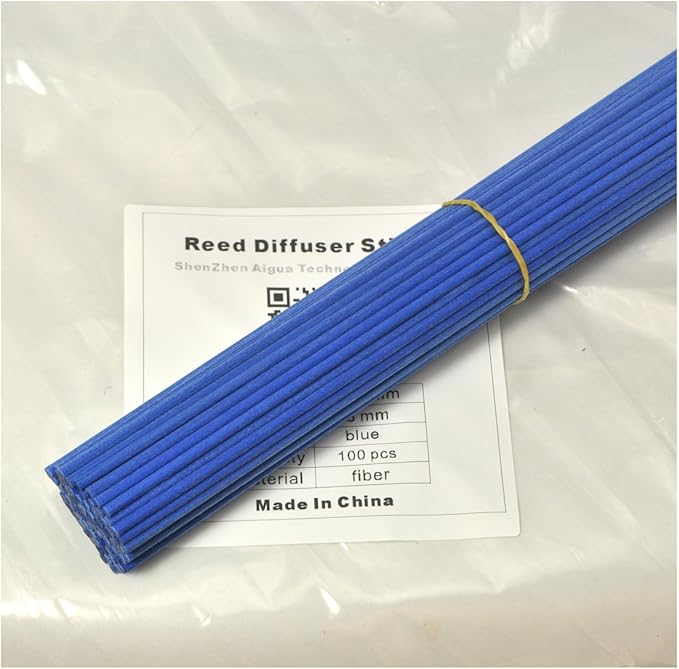 100 Pieces Fiber Reed Diffuser Replacement Refill Sticks (10" x 3mm, Blue) - AquaVibe