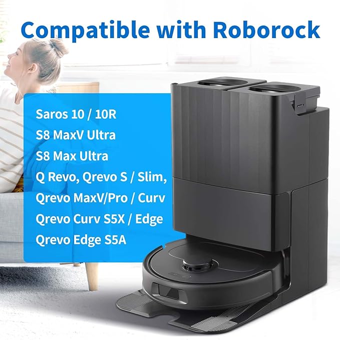18 Packs Activated Carbon Dust Bag for Roborock Saros 10/10R/Qrevo/Qrevo S/Qrevo Pro/Qrevo Plus/Qrevo MaxV/Qrevo Master/Qrevo Curv/Qrevo Edge/S8 MaxV/S8 Max Ultra Robot Vacuum, 2.7L Large Capacity - AquaVibe