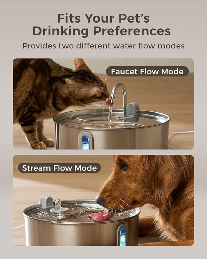 Dog Water Fountain for Large Dogs 7L/236oz Stainless Steel Dog Water Bowl Dispenser Automatic Cat Water Fountain with Deeper Drinking Area, Multi-Filtration Pet Fountain with Ultra-Quiet Pump