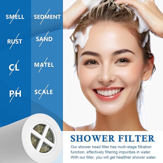 AWO A-01 Replacement Shower Head Filter Cartridge Compatible with Afina Showerhead,Multi Stage Shower Filtration Systems for Hard Water Reduces Chlorine,Fluoride and Harmful Substance (4)