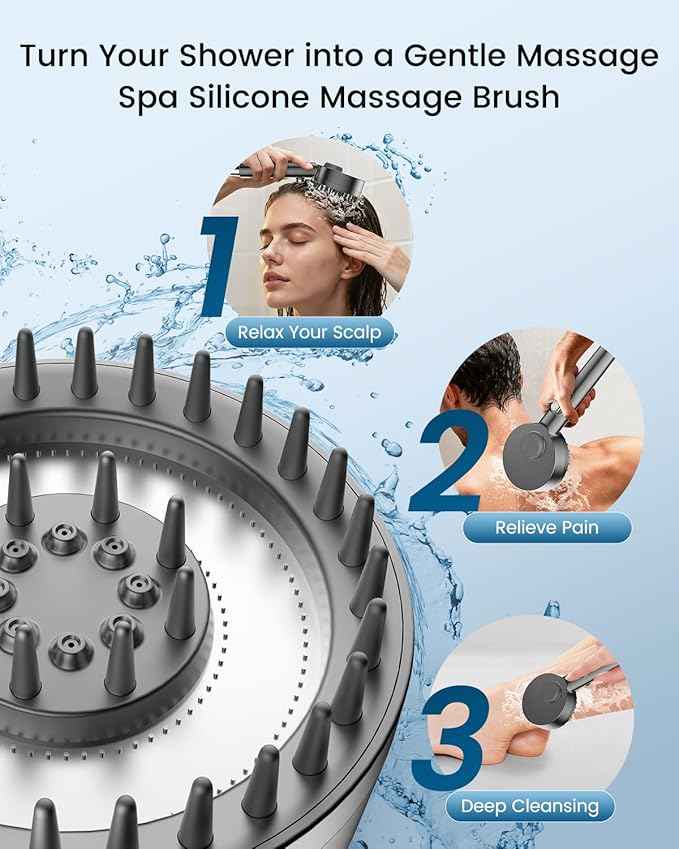 Ion Drops Filtered Shower Head with Handheld, High Pressure 4 Spray Mode Showerhead with Filters for Hard Water Softener, Handheld Shower Heads Filter with ON/OFF Switch for Pets, Remove Chlorine Gray