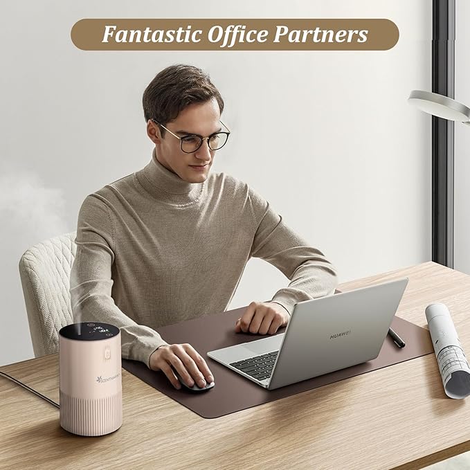 Waterless Diffuser for Essential Oil - Aromatherapy Diffuser for Home with Battery Indicator, Portable Scent Air Machine 1/2/3&Continuous Mist,Timer Function,500Sq.Ft Scent Coverage (Cream Pink)
