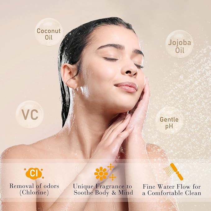 Vitamin C & Aromatherapy Skincare Spa Shower Head with Handheld, Filtered Showerhead for Hard Water - Removes Chlorine & Heavy Metals, Softer Skin & Hair Care (Woody Scent)