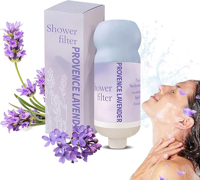 Vitamin C Shower Filter for Hard Water, Aromatherapy Softener Purifier, AromaTherapy,Easy Installation,Brighter Skin & Hair, Chlorine Free, Suitable for any shower head (lavender)