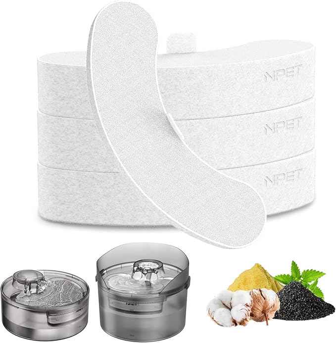 NPET 5L/8L Large Automatic Pet Water Dispenser Water Fountain Replacement Filters with Pump Sponge, DF10/DF30 Pet Water Fountain(4pcs)