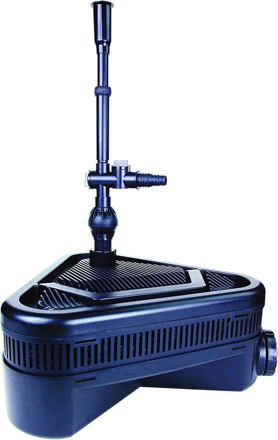 Lifegard Aquatics ALL-IN-ONE Pond Filter System with Quiet One – Single Capacity – For Cleaning 1000 Gallons Pond – Includes 584 GPH Pump, Fountain Heads, Ultraviolet Sterilizer, Mechanical Filtration